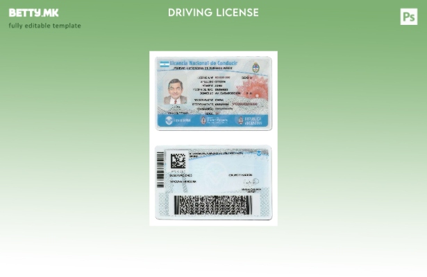 Шаблон за возачка дозвола во модерен стил Аргентина Буенос Аирес